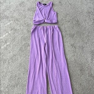 Mink Pink Purple Crop Top and Pants Set Size Medium